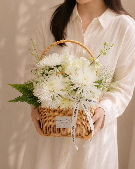 Ivory Garden Condolences Flower Basket