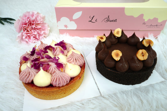 Le Sweet Rose Lychee & Hazelnut Chocolate Tarts