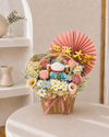 Aniya Soap Opening Flower Basket with soap, preserved and dry flowers, front view