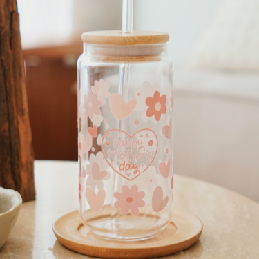 Mother's Day Heart Frame Glass Cup | Laurels & Leafz