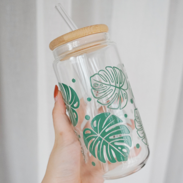 Monstera Glass Cup | Laurels & Leafz