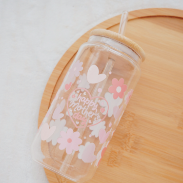 Mother's Day Heart Frame Glass Cup | Laurels & Leafz