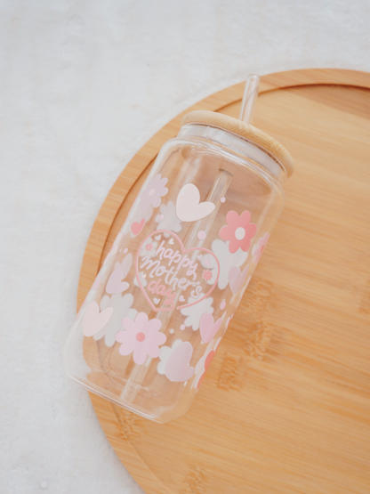 Mother's Day Heart Frame Glass Cup