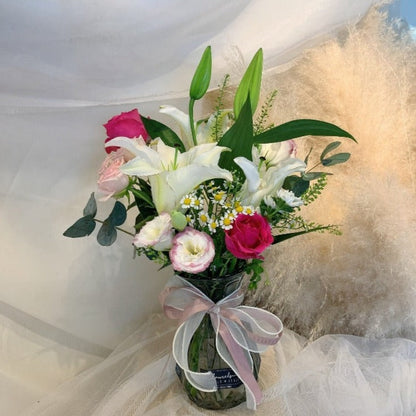Joseph White Lily Vase Collection - Serene elegance pristine beauty, premium white lilies elegant arrangement KL Johor
