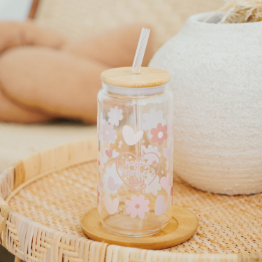 Mother's Day Heart Frame Glass Cup