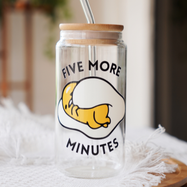 Five Minutes Gudetama Glass Cup | Laurels & Leafz