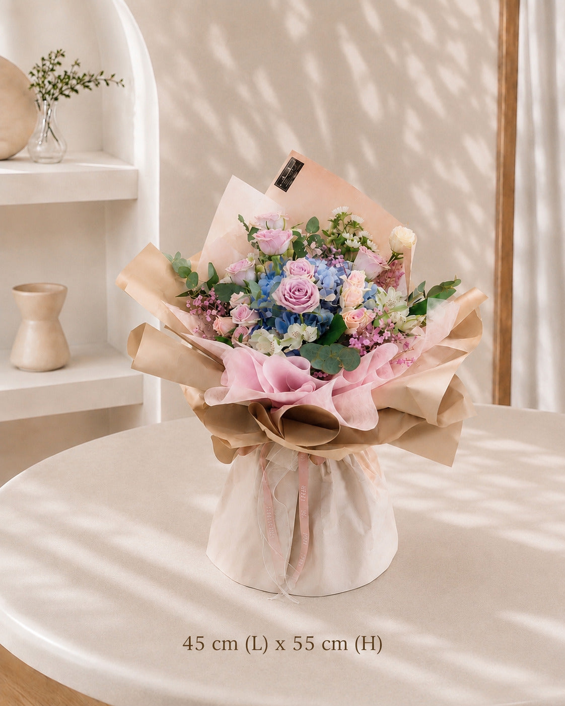 Bubble Hydrangea Ocean Song Rose Bouquet