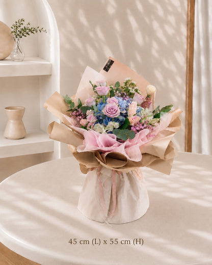 Bubble Hydrangea Ocean Song Rose Bouquet