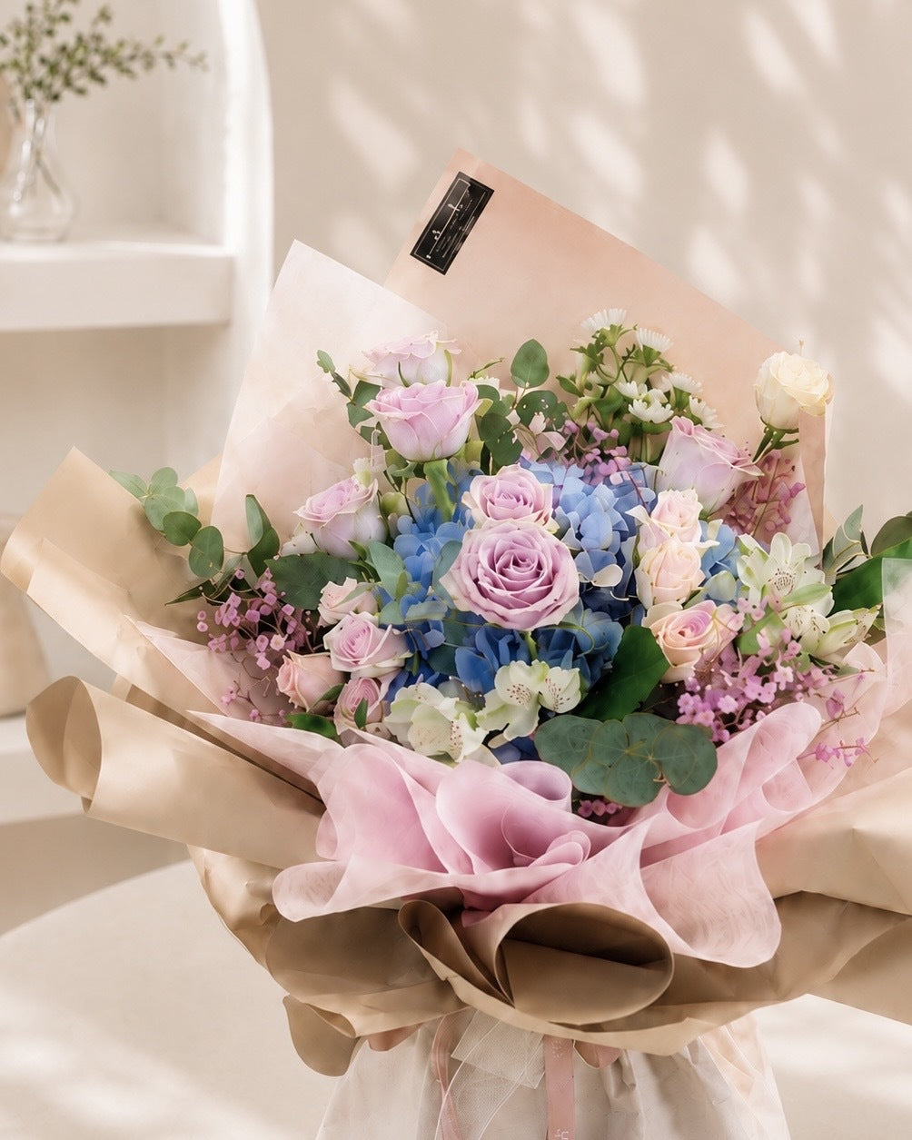 Bubble Hydrangea Ocean Song Rose Bouquet