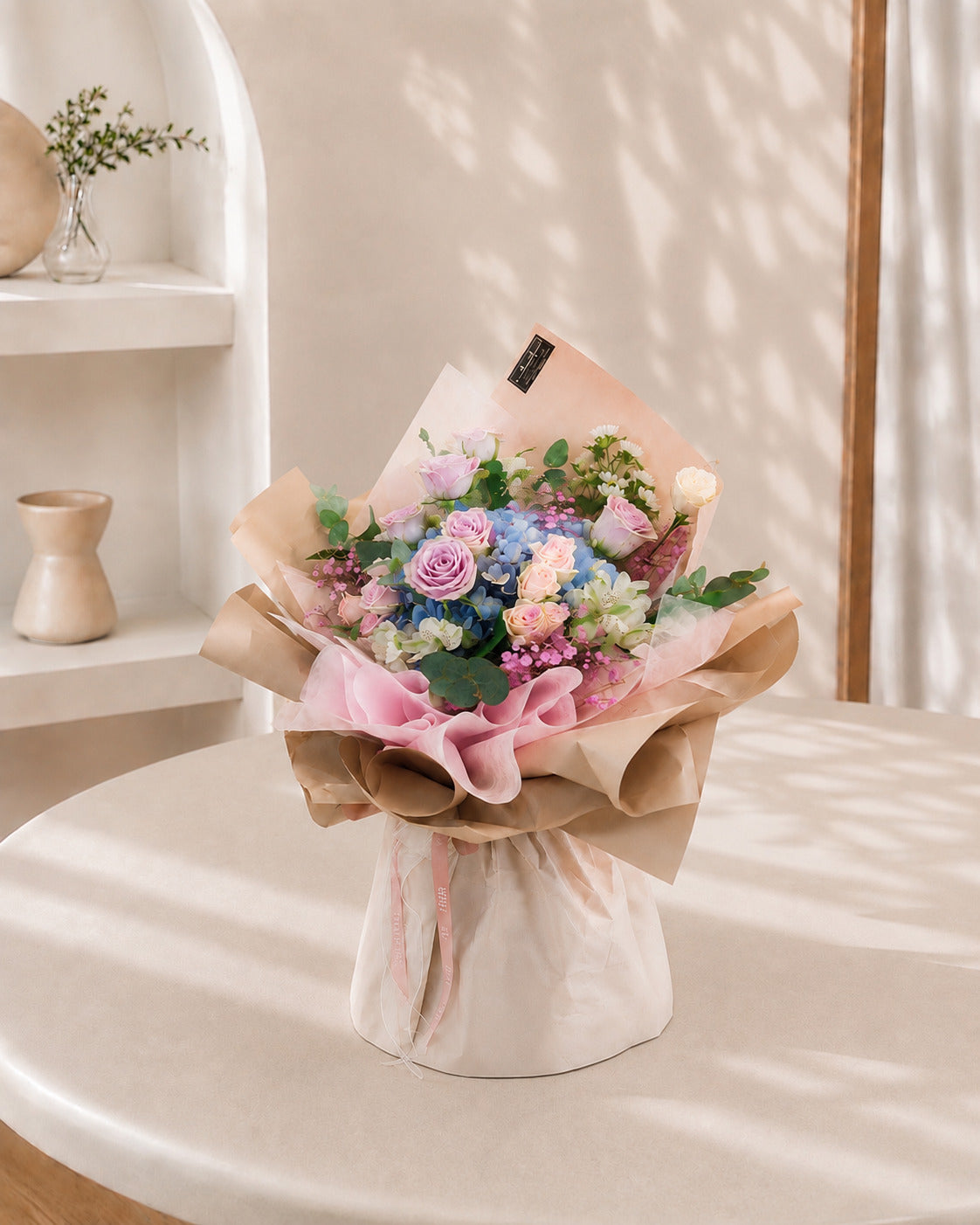 Bubble Hydrangea Ocean Song Rose Bouquet