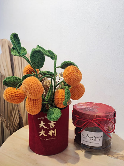 2024 CNY Flowers & Gifts - Chinese New Year Cookies with Crochet Orange Plant | LnL Florist