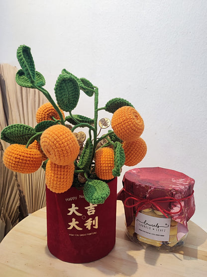 2024 CNY Flowers & Gifts - Chinese New Year Cookies with Crochet Orange Plant | LnL Florist