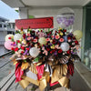 Grand Modern Opening Flower Stand - Captivating bold statement, luxury colors textures, premium grand opening celebration arrangement