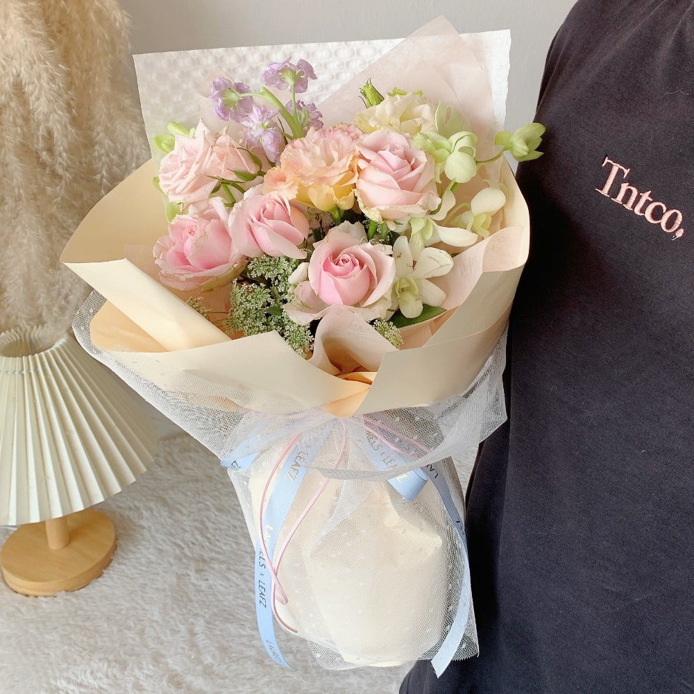 Beige Serenity Mix Flower Bouquet | Laurels & Leafz