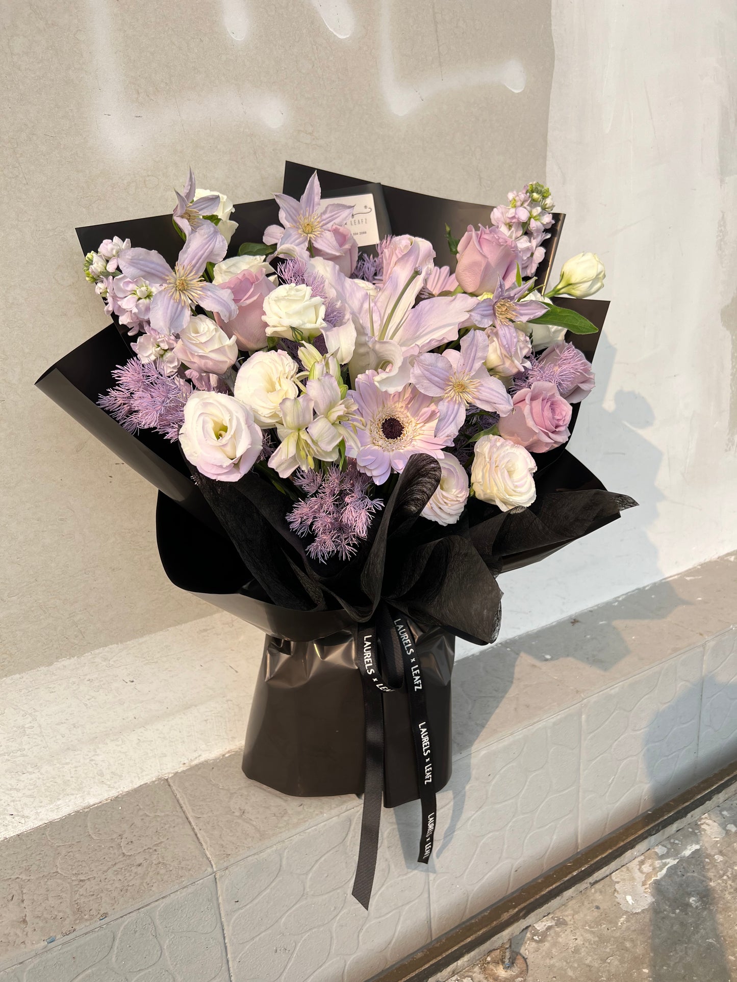 Noir Fleur | Pastel Purple Rose Bouquet with Lilies