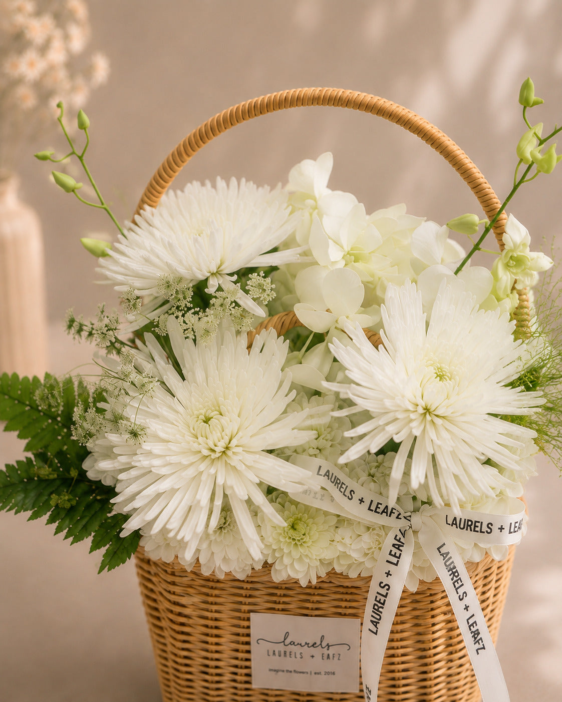 Ivory Garden Condolences Flower Basket