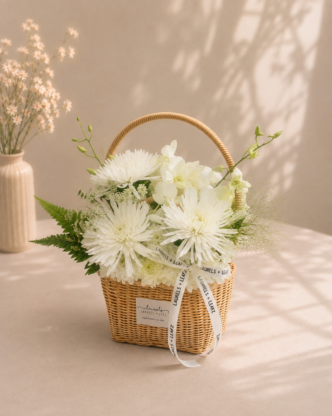 Ivory Garden Condolences Flower Basket