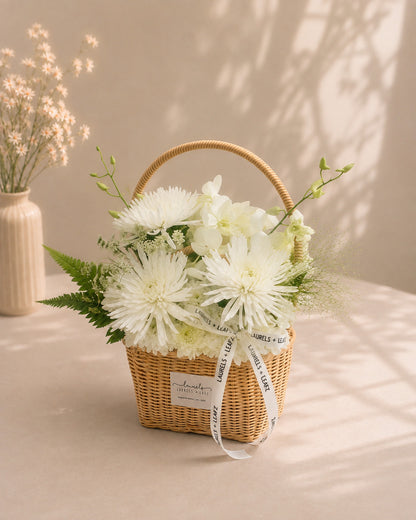 Ivory Garden Condolences Flower Basket