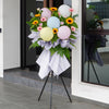 Full Bloom Moment Grand Opening Flower Stand - Radiant sunflowers, enchanting ocean song roses, bright celebration arrangement KL Johor