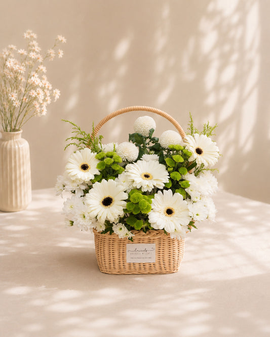 Silent Blossom Condolences Flower Basket