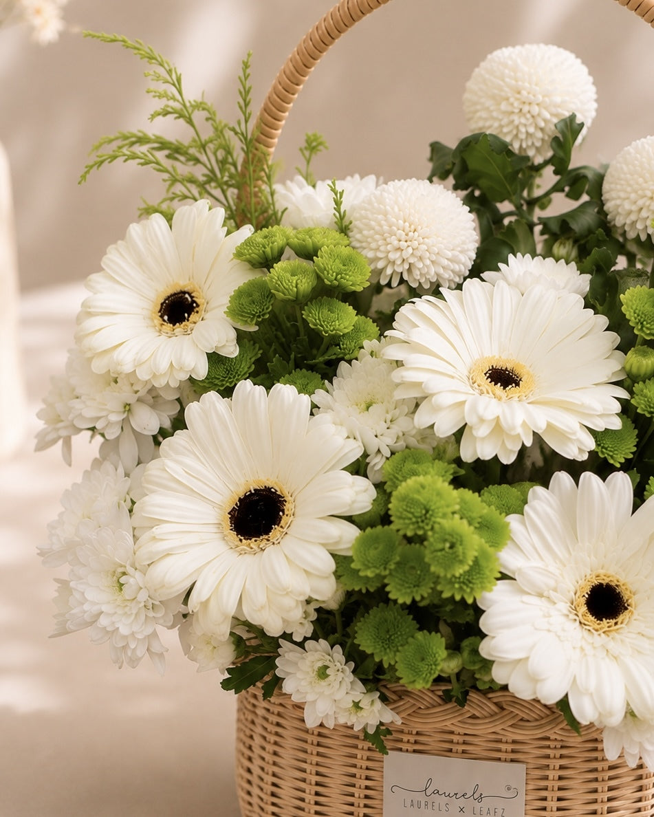 Silent Blossom Condolences Flower Basket