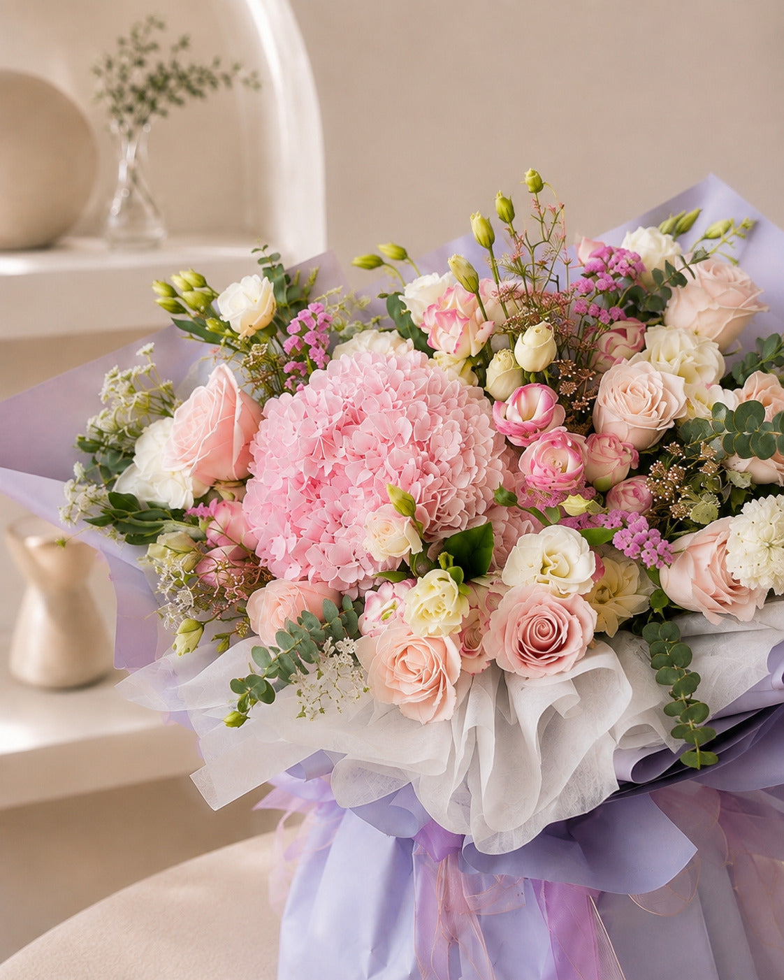 Skylar Hydrangeas Rose Luxury Bouquet