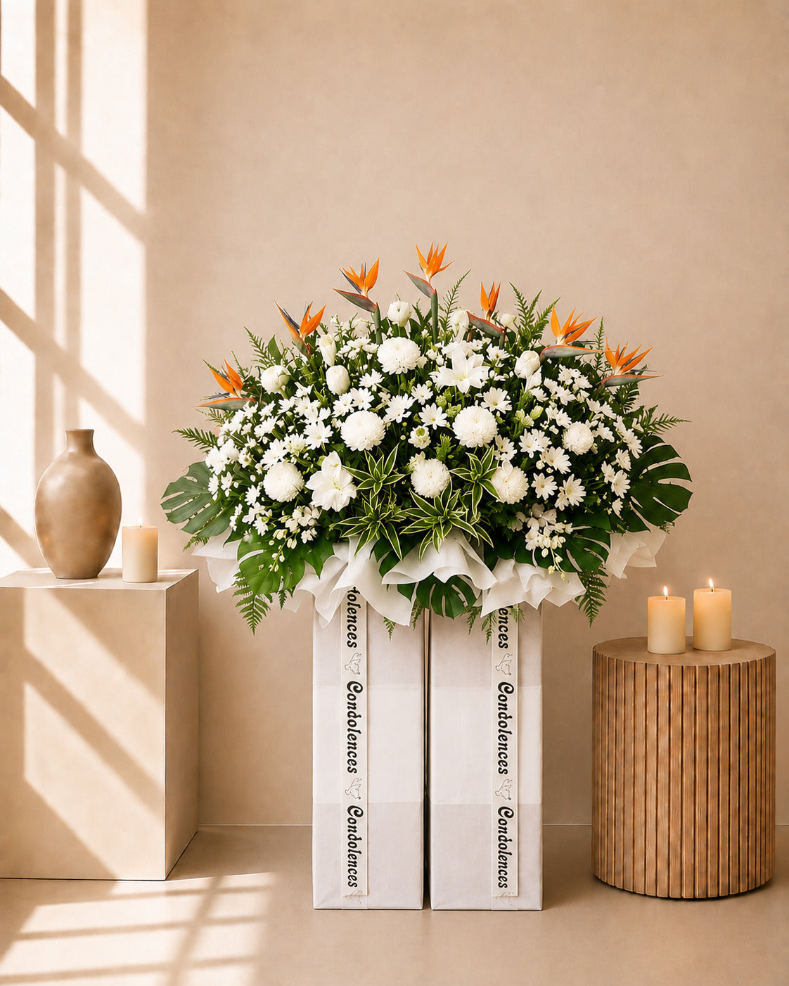 Solemn Solace Condolences Flower Stand