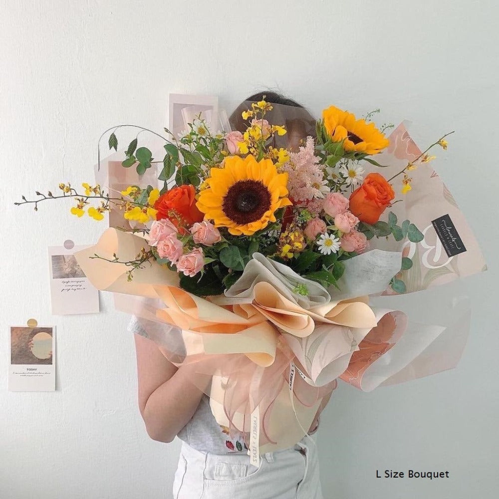Sonny Sunflower Bouquet DB - Golden cheerfulness, natural happiness, sunflowers warm tones KL Johor Seremban Malaysia