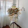 Sunny Opening Flower Stand with golden sunflowers and pink hydrangeas - vibrant business opening celebration