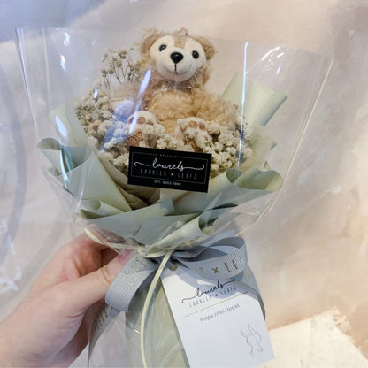 Duffy Bear Baby Breath Bouquet