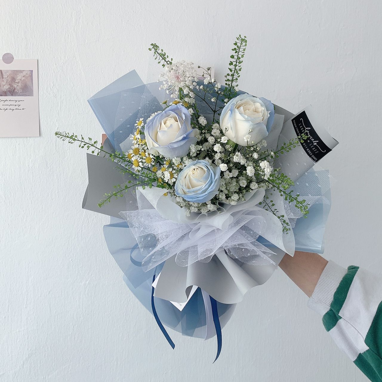 Crystal Ice Blue Rose Bouquet