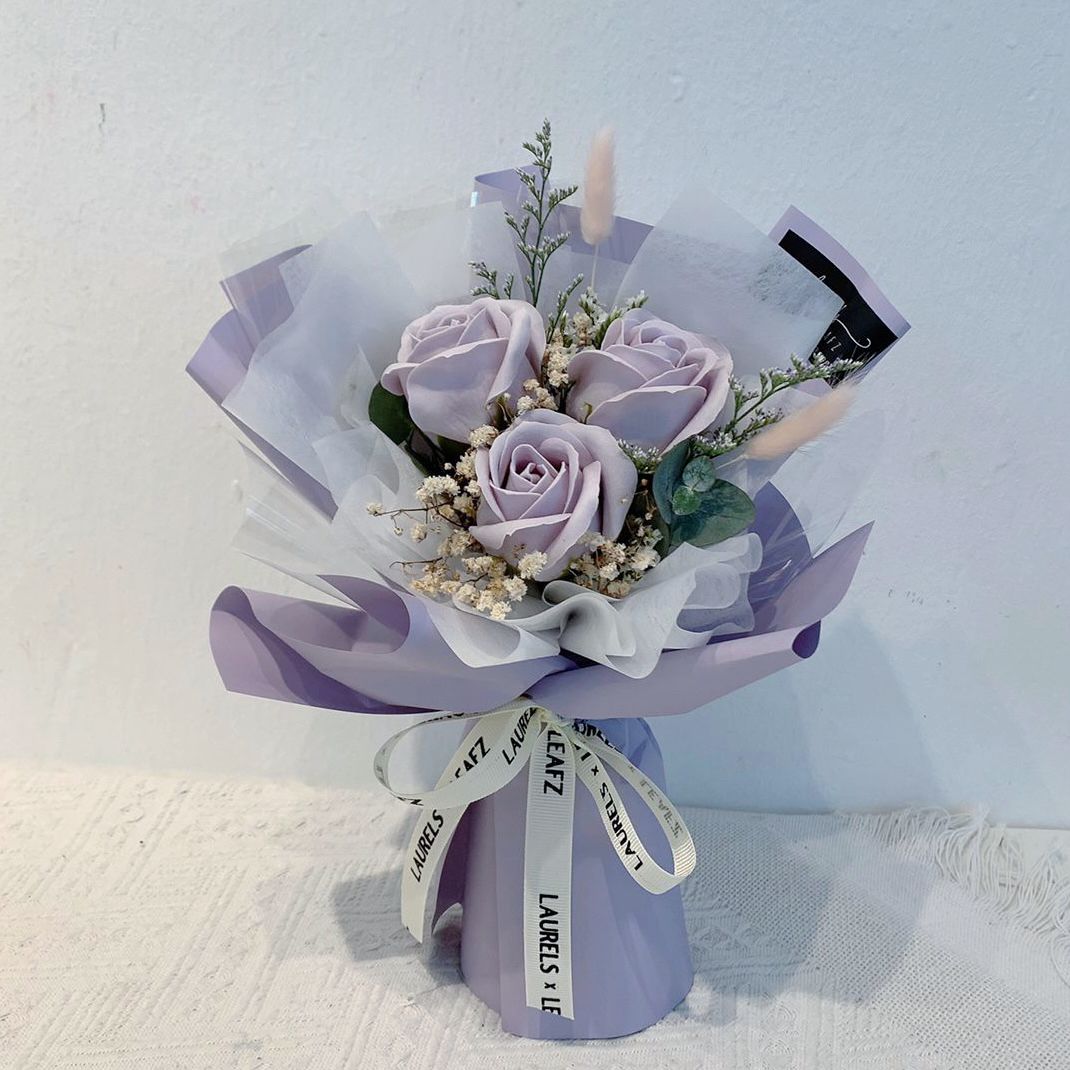 Purple Aurora Rosey Soap Flower Bouquet