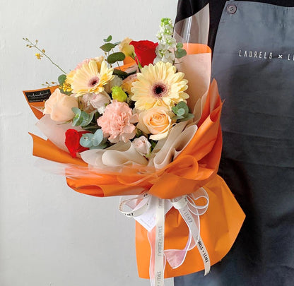 Orange Delight Mix Flower Bouquet